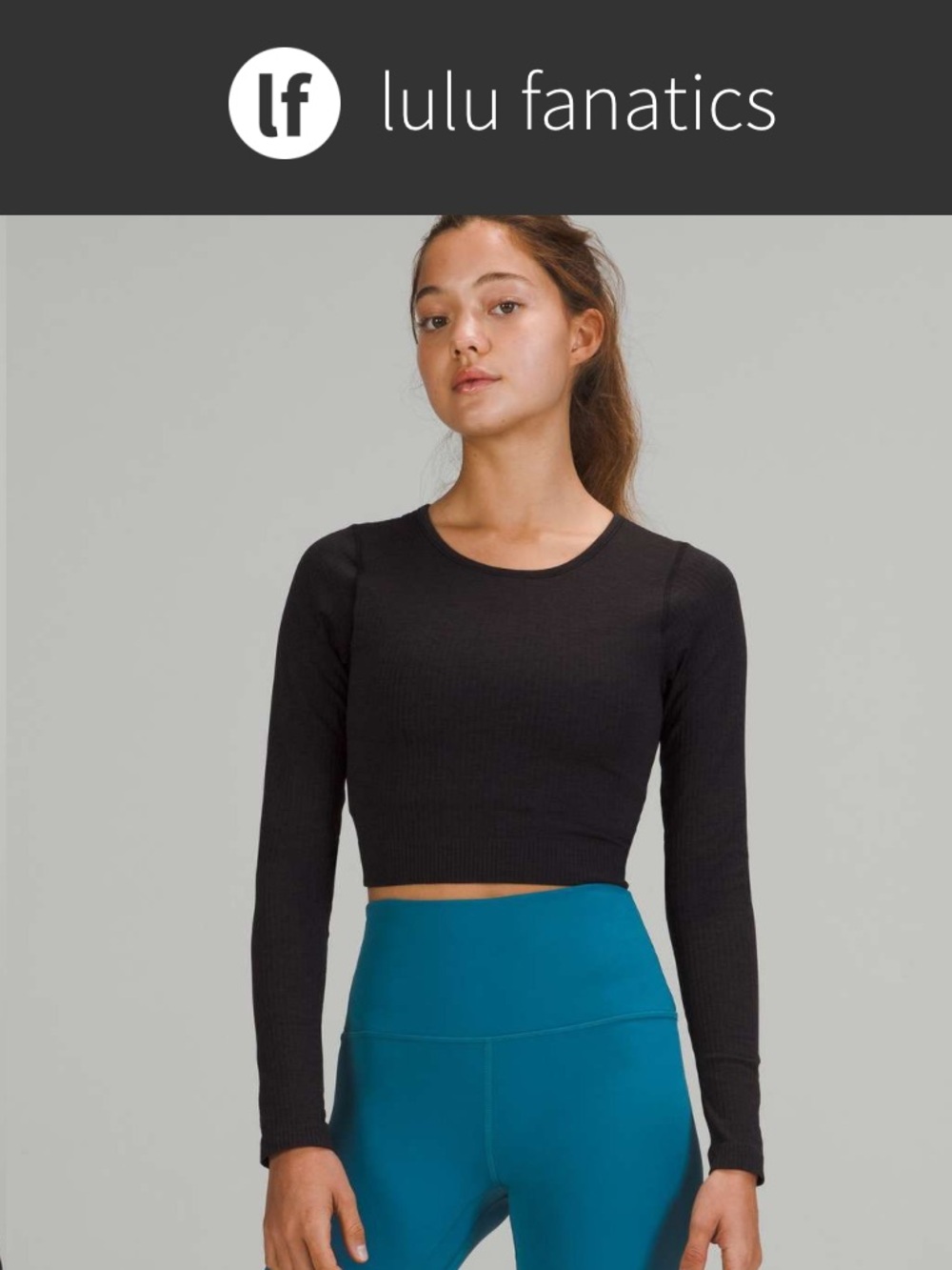 Lululemon Ebb to Street Long Sleeve Cropped Shirt Sz 8 Heathered Black